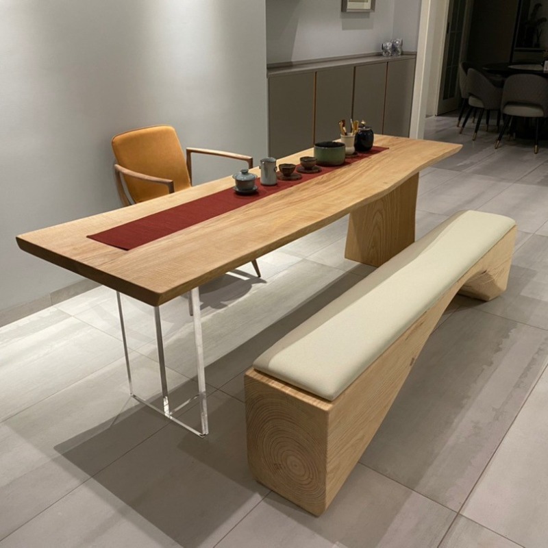 Bedroom Furniture - İskandinav Masif Ahşap Akrilik Yüzer Masa