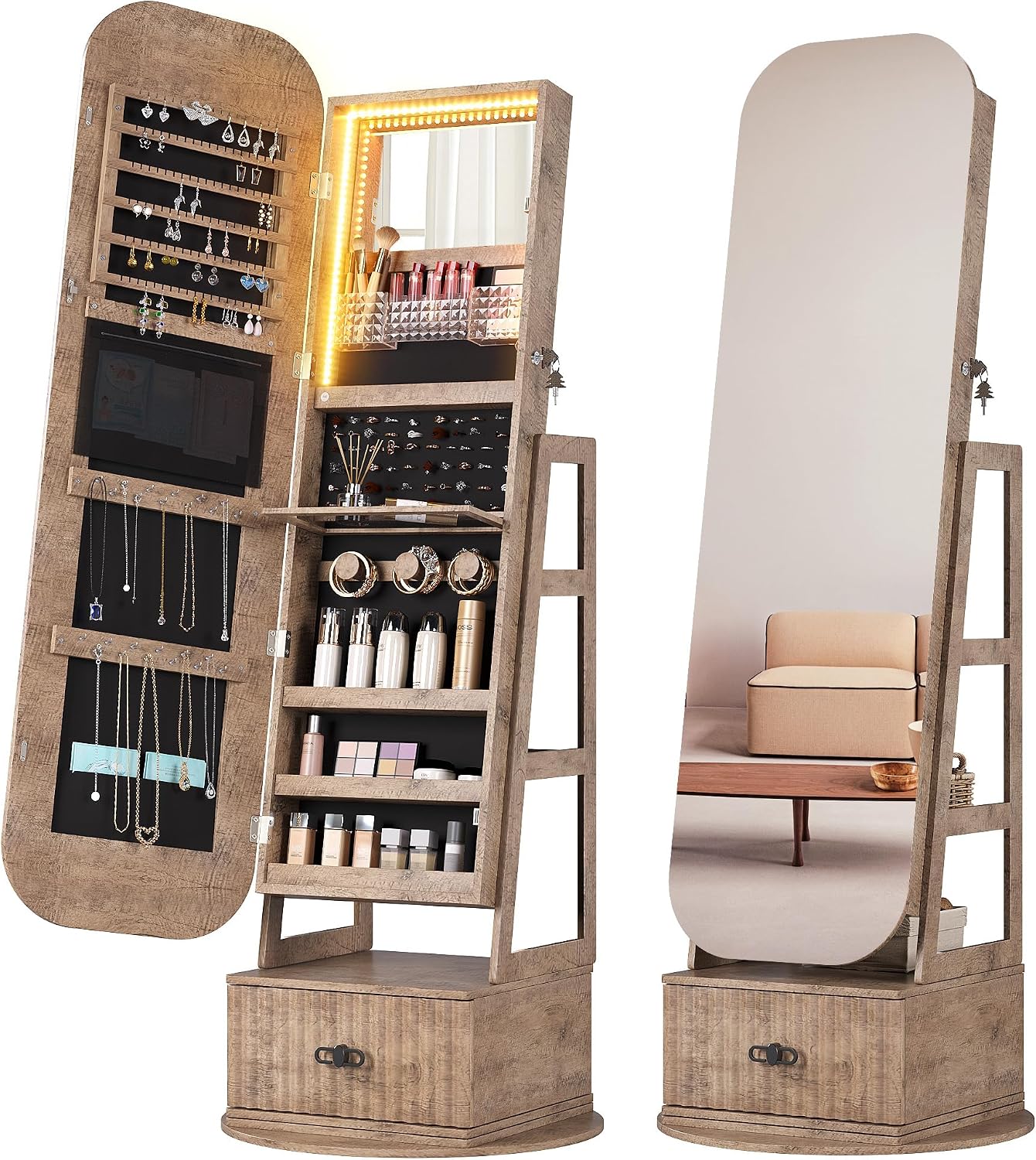 360 Derece Dönen Mücevher Dola - Full Length Mirror Jewelry Armoire incelemesi ve fiyatı