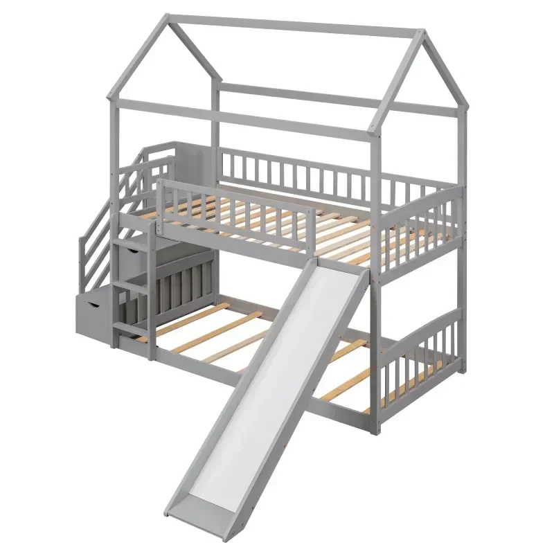 Masif ahşap çocuk çift kişilik - Bunk Bed With Stairs And Slide incelemesi ve fiyatı