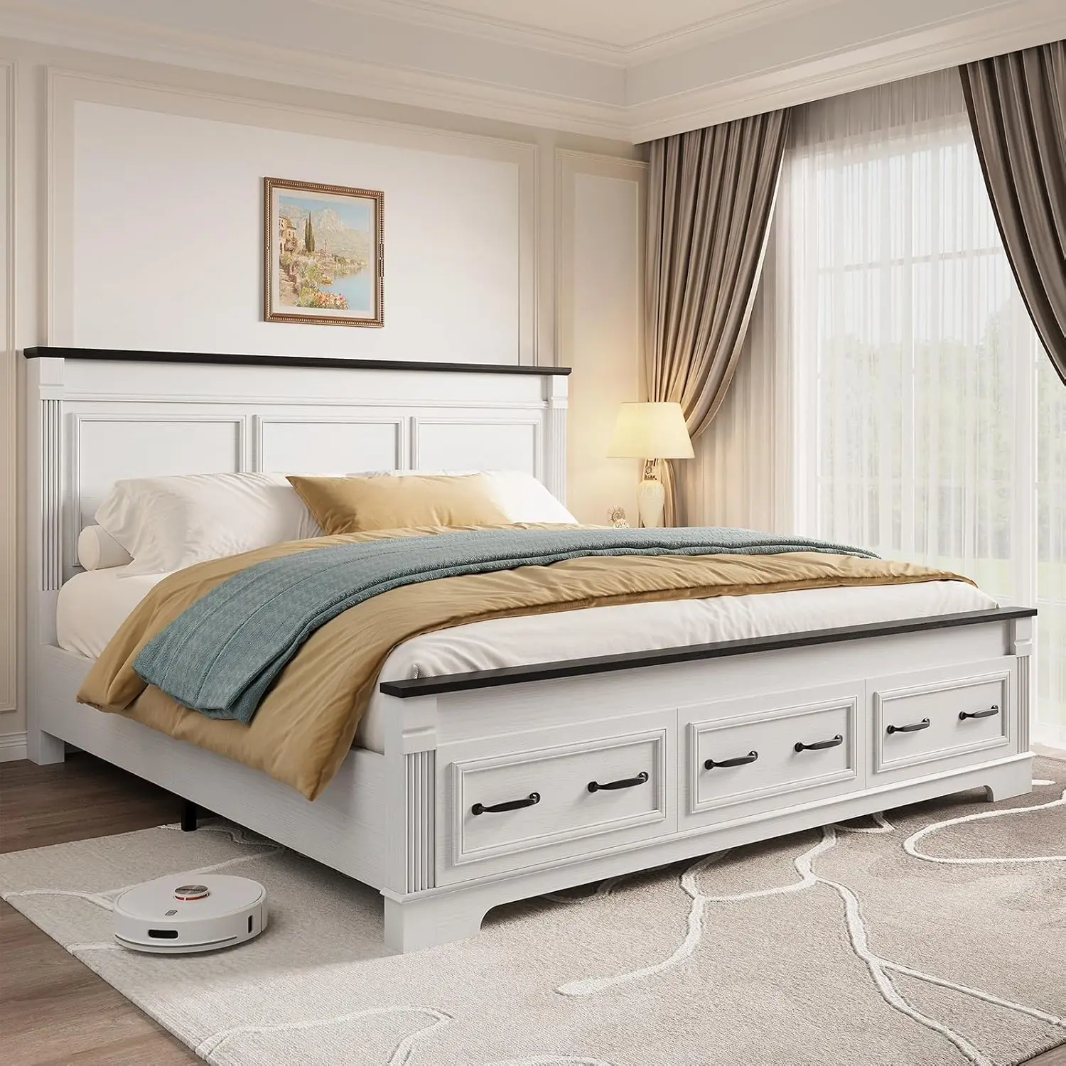 Çiftlik Evi Tarzı, Kral Boyutu - King Size Bed Frame With Storage Drawers incelemesi ve fiyatı