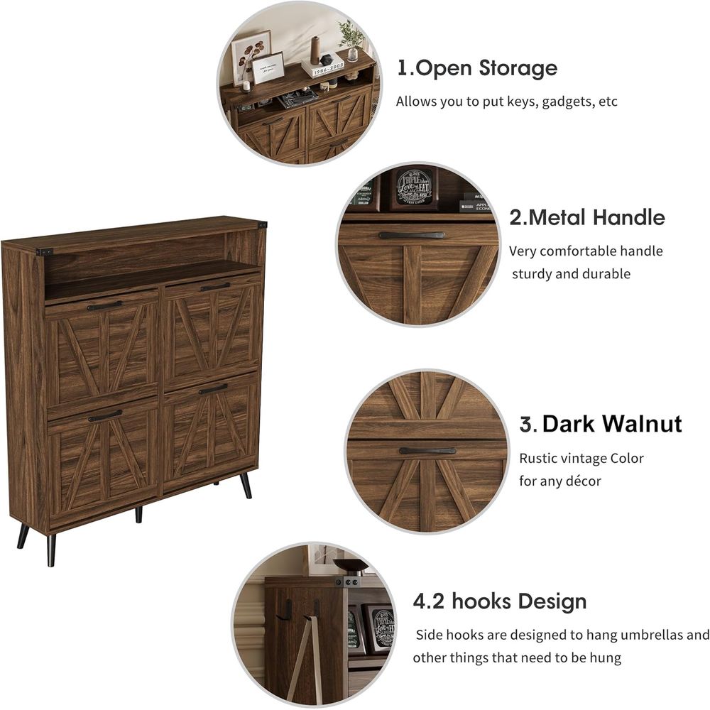4 Raflı Ayakkabı Dolabı, Antre - Shoe Rack Cabinet Narrow Entryway incelemesi ve fiyatı