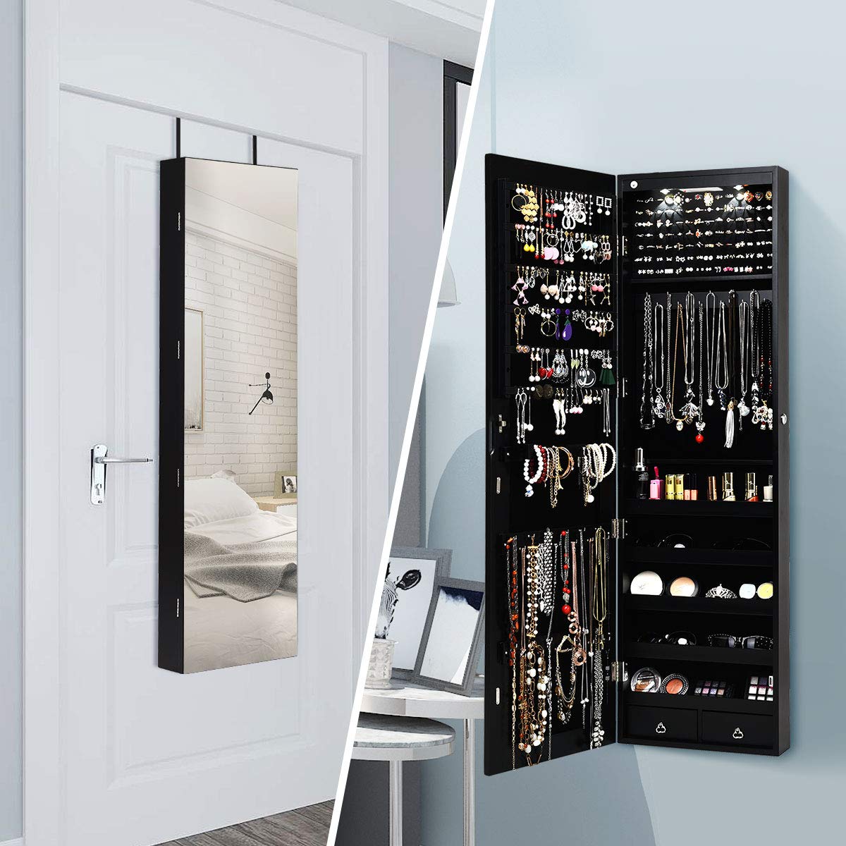 Duvara veya Kapıya Monte Edile - Full Length Mirror Jewelry Armoire incelemesi ve fiyatı