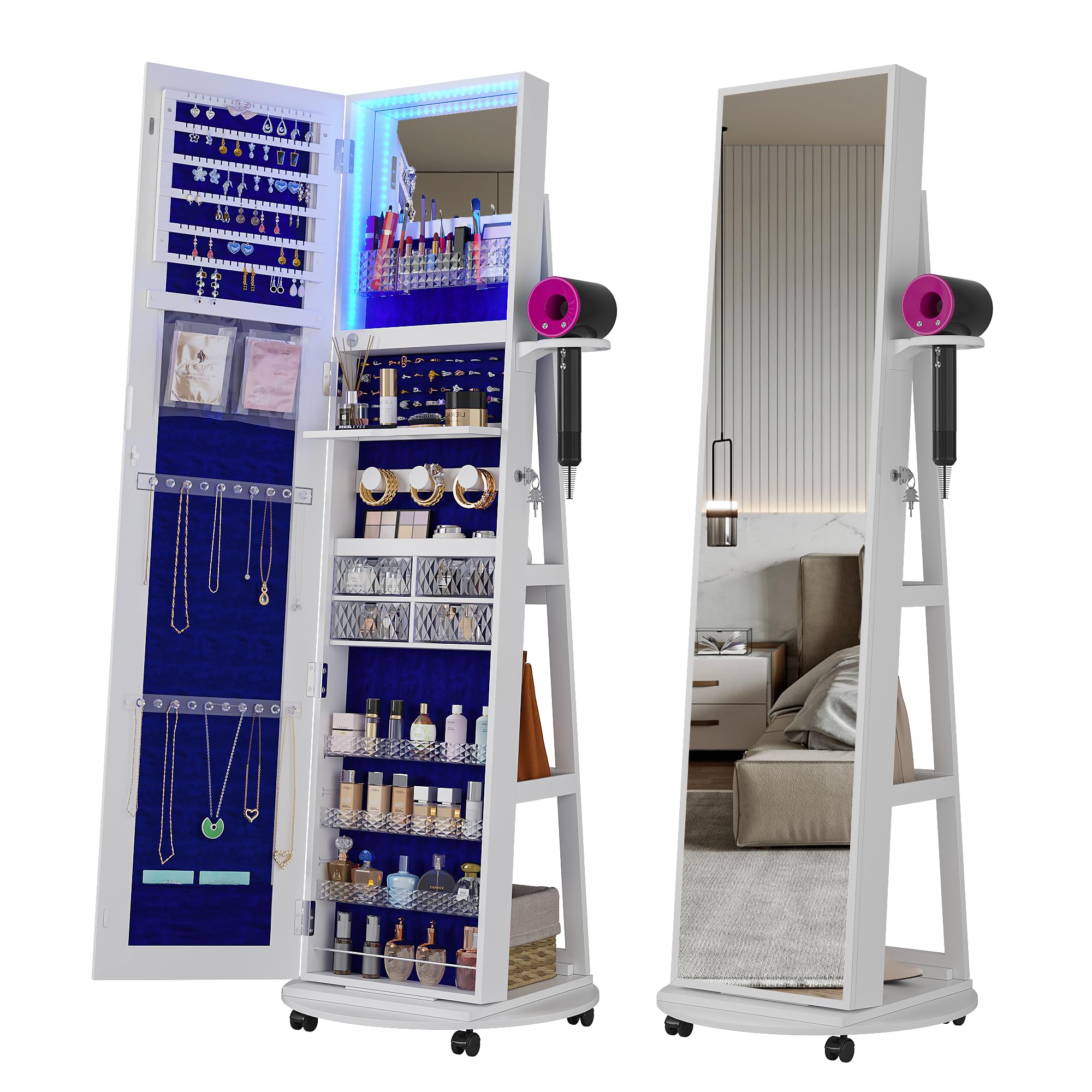 360 °   Döner Aynalı Mücevher  - Full Length Mirror Jewelry Armoire incelemesi ve fiyatı