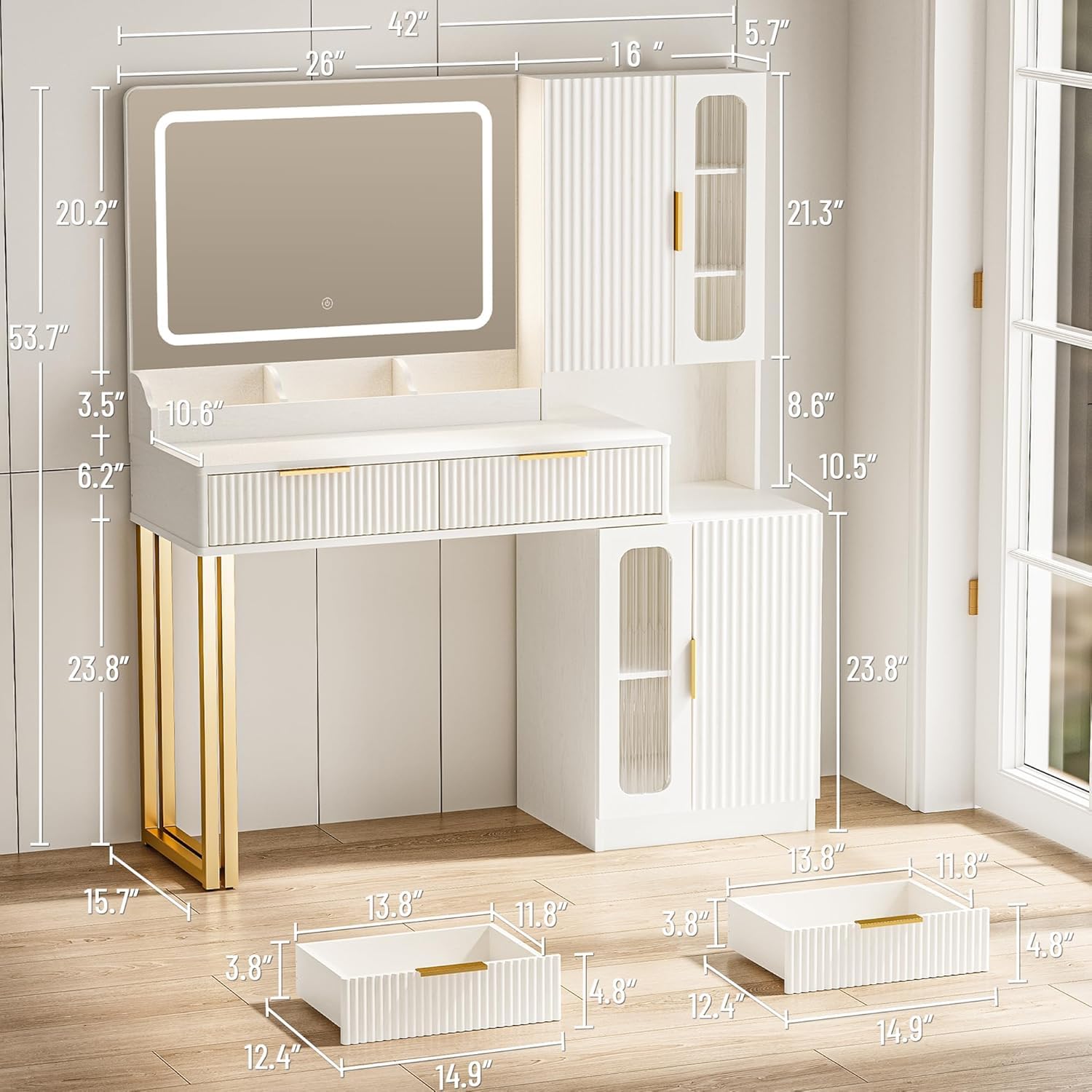 42 inç Makyaj Masası Aynası ve - Dressing Table Vanity With Lighted Mirror incelemesi ve fiyatı
