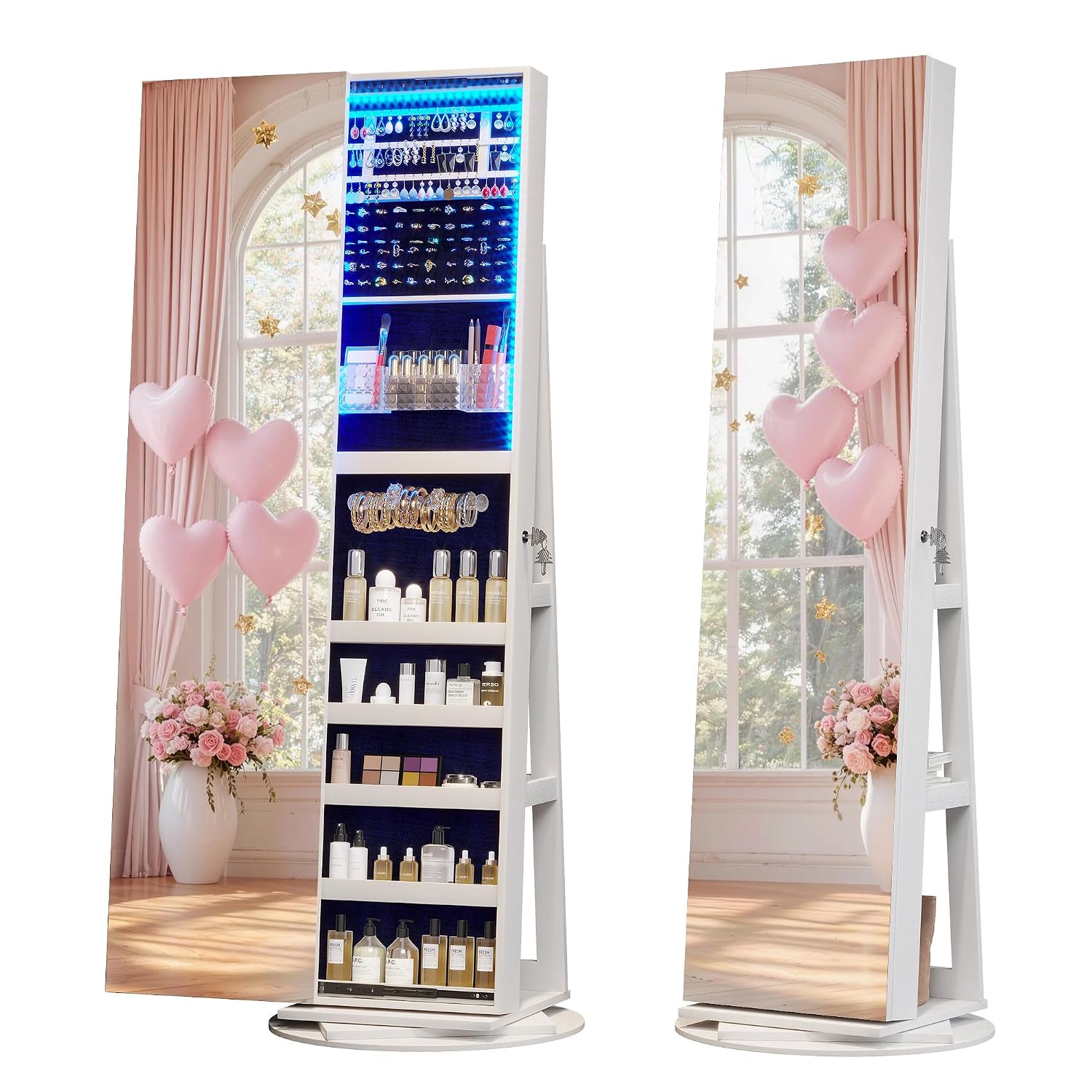 360 °   Işıklı, Döner Mekanizm - Full Length Mirror Jewelry Armoire incelemesi ve fiyatı